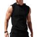 Babioboa Men's Tank Top Gym Hoodie Sleeveless Fitness Bodybuilding Hooded Sport Muscle Shirt Hoodie with Pockets Black L