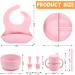 Baby Feeding Set - Silicone Bib, Suction Divided Bowl, Spoon & Fork - Toddler Utensils - Pink (6 Months) | Baby Led Weaning Supplies - Buy Online on SooperMarket.com