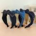 Denim Fabric Bowknot Headband Wide Knotted Hair Band Big Bow Hair Hoop Cute Turban Headband Cross Knot Headwear for Teen Girls Dark Blue - Buy Online on SooperMarket.com