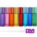 Alledomain 8PCs 10ml essential oils roller bottles refillable empty colorful colorful frosted glass roll on bottles with a stainless steel ball including 1 dripper & opener