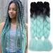 Tess Braids Extensions 60 cm 3 pack Jumbo Braids Kanecalon Kunsthaar For single-laid box braids hair extension braid 100g/bundle ombre hair braids extension (3 piece-black/light green) 60 cm (3 pieces) black/light green