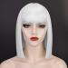 ENTRANCED STYLES Short White Wig With Bangs, Bob Wigs For Women Cosplay Wigs Heat Resistant Synthetic Wigs Party Halloween Cosplay Use