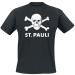 FC St. Pauli Skull Men's T-Shirt Black Fan Merch Football Skulls XXL Black
