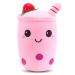 Guiffly Bubble Tea Plush Boba Plush Fluffy Stuffies Soft Toys Cuddle Pillow Cute Stuff Squish Mallow Plush Toy Fluffy Stuffies Boba Plushies Milk Tea Hugging Pillow Cuddle Cushion Pink