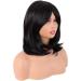 MapofBeauty 18 Inch/45 cm Layered Bangs Straight Synthetic Fiber Shoulder Length Hair Daily Use Wig (Black) - Buy Online on SooperMarket.com