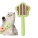 Cat brush with unlocking button - self -cleaning hairbrush with button compact pet sharky brushes for dogs cats rabbits hair removal in fur care green