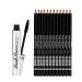 Jojomis 12pcs Waterproof Eyeliner Eyebrow Pencil Black + Curl Mascara
