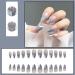 Justotry 24 Pcs Almond Glitter Silver Short False Nails Grey French Press on Nails with Nail Glue - Oval Medium Stick on Nails for Women - Buy Online on SooperMarket.com