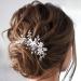 Prosy Bridal Wedding Flower Hair Comb Slide - Silver Crystal Hair Accessories & Rhinestone Headpiece for Women & Girls - Buy Online on SooperMarket.com