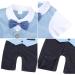 AmzBarley Baby Boys Gentleman's Tuxedo Romper Suit Blue | Long/Short Sleeve Dress Shirt Pants Vest Bowtie | Birthday Party Outfit | 3-6 Months - Buy Online on SooperMarket.com