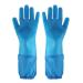 Rubber Dishwashing Gloves Extra Long Sleeves Cleaning Scrubber Gloves Waterproof Mittens 1Pair Blue.