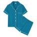 SWOMOG Unisex Girls Boys Modal Pyjamas Set Button-Down PJs Short Sleeve Sleepwear Two-Piece Lounge Sets 6-7 Years Turquoise