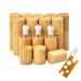 12 pieces of roll on bottles for essential oil with bamboo bowl Merysan 5ml Refillable empty container with stainless steel scooter balls scooter ball bottles bottles of aromatherapy fragrance 12 pieces bamboo