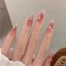 Moguri 24 pieces of pink diamonds artificial nails to press medium length glossy white silver-colored artificial nails stars moon blush designs artificial acrylic