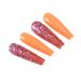 Brishow Long Coffin Fake Nails - Orange Acrylic Ballerina Stick-On Nails | 24PCs for Women & Girls - International Shipping - Buy Online on SooperMarket.com