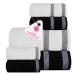 CASA COPENHAGEN Solitaire Designed in Denmark 600 GSM 2 Large Bath Towels 2 Large Hand Towels 2 Washcloths  Super Soft Egyptian Cotton 6 Towels Set for Bathroom  Kitchen & Shower - Black + White