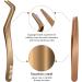 Golden Eyelash Applicator Tool Set - 2pcs Stainless Steel B&Q Lash Applicator for Cluster and False Lashes | Multifunctional Tweezers Included - Buy Online on SooperMarket.com