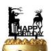 Hunting Birthday Cake Topper - Hunter in Tree Stand Aiming the Deer - Camping Themed Deer Hunter Cake Topper for Men' Birthday Party Supplies (Deer Hunter)