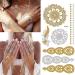 8 Sheets Gold Metallic Temporary Tattoos for Women - Shimmer Designs, Jewelry Fake Tattoo Stickers - Waterproof Body Makeup - Buy Online on SooperMarket.com