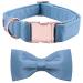 Lionet Paw's dog collar with fly - comfortable silk blue dog collar with removable fly for medium dogs neck 34-55cm m (1 Pack) blue