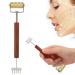 Double Head Design Face Massage Roller Copper Wooden Handle Promote Circulation Double Head Skin Roller Massage Stick Copper Acupoint Pressing Tool