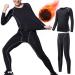 Linlook children thermal underwear sport breathable functional laundry ski underwear young winter sports underwear set football thermal shirt long-sleeved top + long underpants 24 (120-125) Black