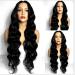 Buy BGHJUE Black Long Body Wave Wig | Human Hair Bundles & Closure | Brazilian Non-Remy Extensions for Halloween - Buy Online on SooperMarket.com