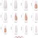 White French Fake Nails with Rhinestones and Sequins | Long Stick on False Nails Art Kit - Buy Online on SooperMarket.com