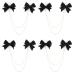 Biitfuu 4Pcs Bow Black Hairpin Girls Hair Bows Hair Black with Pearl Chains for Women Hair Accessories(#2)
