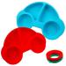 Silicone Divided Toddler Plates - Portable Non Slip Suction Plates for Children Babies and Kids BPA Free FDA Approved Baby Dinner Plate with Spoon Fork (New Car Blue/Red) Blue red