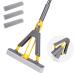 Kphico PVA Sponge Mop for Floor Cleaning,Squeeze Roller Mop with 3 Absorbent Sponge Heads and Extendable Long Handle,Self Wringing Mop for Hardwood Laminate Tile Marble Ceramic,Easily Dry Wringing A-Gray+Yellow-Sponge Mop