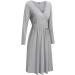 OUGES Women's Spring Casual Midi Dress | Long Sleeve V-Neck Floral Wrap Dress XL Light Gray - Buy Online on SooperMarket.com