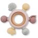 Baby Teething Toys  Silicone Chewable Rings with Organic Wooden  Natural Wooden Ring & Silicone Teething Toys for Soothing Teething Pain Relief (Khaki)