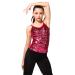 Sparkly Sequin Tank Top Camisole Adjustable Straps | Women's Tops Pink Small