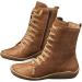 Shop Elegant Brown Medieval Women's Winter Ankle Boots | Flat & Warm Classic Lace Design - Sizes 36-45 - Buy Online on SooperMarket.com