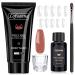 Lofuanna poly nail gel set-60ml dark nude nail extension gel all-in-one set nail gel kit for nails with slip solution nail form nail brush glass cup nail art design for beginners bb