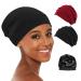 2 PCS Silk Bonnet for Sleeping Silk Hair Wrap Satin Bonnet Silk Sleep Caps for Women Head Wrap Stain Bonnet for Curly Hair Scarf Silky Durags for Men Stay on Overnight Cap - Red & Black Black & White