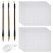 PH PandaHall 14pcs No Ink Chinese Calligraphy Set  Reusable Water Writing Cloth Paper  Chinese Traditional Calligraphy Brushes and Water Dish for Beginners Practice  17x13  White