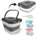 Kesoin Dog Cat Pet Food Storage Container Airtight Foldable Dog Cat Bird Chicken Feed Rice Storage Bins with Scoop and Sealed Jar Store up 13L (Grey)