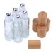 ConStore 5pcs Clear Glass Roller Bottles 10ml - Refillable Essential Oil Bottles with Bamboo Lid & Stainless Steel Rollers - Buy Online on SooperMarket.com