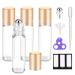 PrettyCare Essential oil Roller Bottles for Oils 10ml Glass Clear Perfume Bottles Empty with Extra Roller Balls Opener Funnel Pipette Labels 4pack Roll on Bottles 4 Pack Clear with Gold Caps