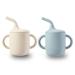 Pandaear 2 pieces silicone drinking cup from 6 months with straw and handle lids leak -proof baby drinking cup children
