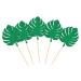 48 Pcs Glitter Tropical Leaves Cupcake Toppers Green Jungle Plants Cake Picks Palm Leaf Cake Toppers Summer Tropical Theme Cake Decorations