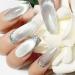 PrettyDiva Cat Eye Nail Powders - Silver White Highlight with Magnet Set - 9D Diamond Art Glitter Chrome Manicure Pigment - Buy Online on SooperMarket.com