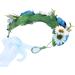 Floral Crown Headband Bride Flower Wreath Crown Flower Garland Headband Hair Wreath Hair Garland Boho Floral Headpiece with Ribbon Rose Flower Bohemian Hair Accessories for Wedding Party Festival Blue - Buy Online on SooperMarket.com