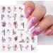 Watercolor Spring Nail Art Stickers - Pink Purple Floral Design for Acrylic Nails | DIY Nail Decorations for Women - Buy Online on SooperMarket.com