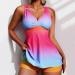 TUNUSKAT Women's Gradient Tankini Bathing Suit - V-Neck Wrap Swimsuit with Boxer Pants - X-Large, Pink - Buy Online on SooperMarket.com
