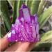 Stone Crafts Rare Beautiful Purple Flame Aura Quartz Crystal Cluster Specimen Reiki Crystals - Buy Online on SooperMarket.com