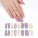 16PCS Semi Cured Gel Nail Strips Purple Glitter Gel Nail Stickers Self Adhesive Gel Nail Polish Strips Long Lasting Full Nail Wraps for Nail Art Gel Nail Stickers with Uv Light