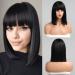 Haircube short charming bob with bangs wigs for woman nature heat -resistant synthetic fiber party/cosplay/costume/daily wig (black) 2091